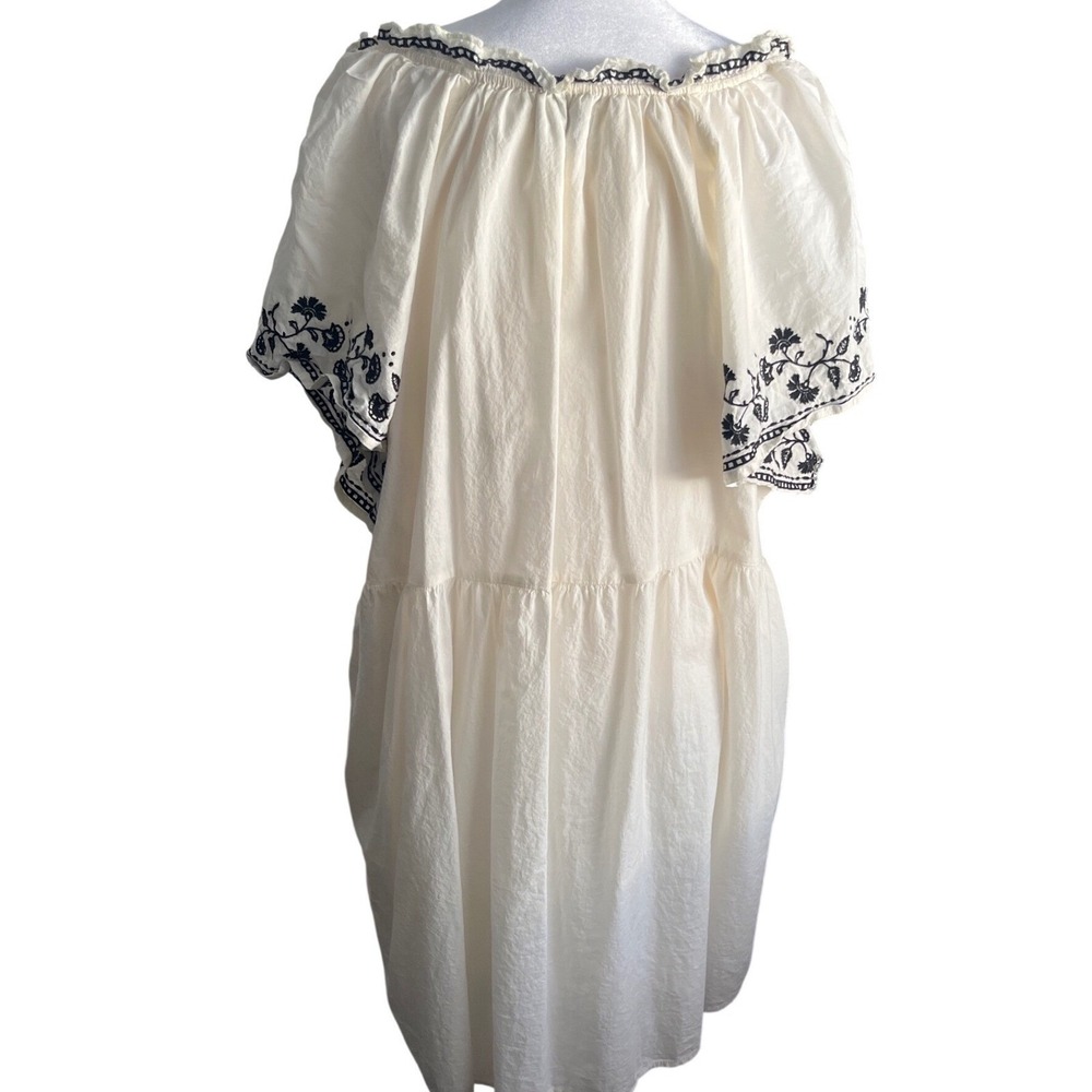 NWOT Old Navy XXL White Cotton Gauze Embroidered Boho Tiered Mini Dress Pockets - Picture 4 of 7